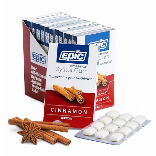 Epic 100  Xylitol Peppermint Chewing Gum   Sugar Free  Aspartame Free Dental Gum   Supports Oral Health & Fresh Breath   50 Pieces  Pack of 3 