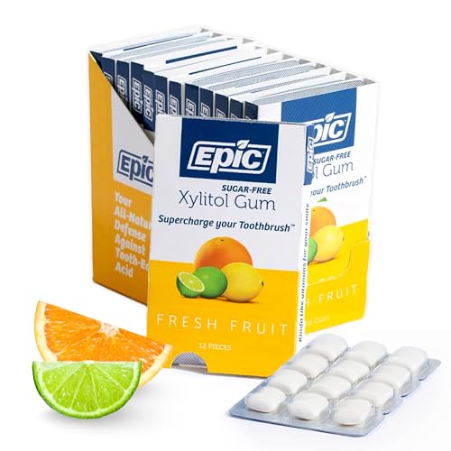 Epic 100  Xylitol Peppermint Chewing Gum   Sugar Free  Aspartame Free Dental Gum   Supports Oral Health & Fresh Breath   50 Pieces  Pack of 3 