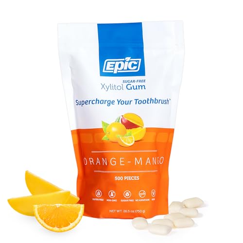 Epic 100  Xylitol Peppermint Chewing Gum   Sugar Free  Aspartame Free Dental Gum   Supports Oral Health & Fresh Breath   50 Pieces  Pack of 3 