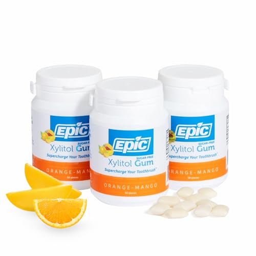 Epic 100  Xylitol Peppermint Chewing Gum   Sugar Free  Aspartame Free Dental Gum   Supports Oral Health & Fresh Breath   50 Pieces  Pack of 3 