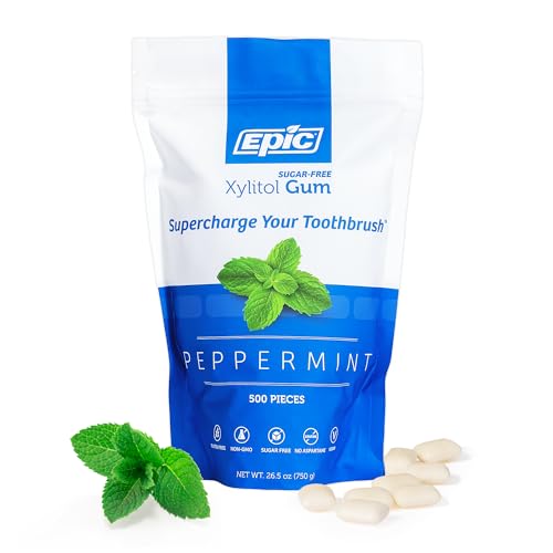 Epic 100  Xylitol Peppermint Chewing Gum   Sugar Free  Aspartame Free Dental Gum   Supports Oral Health & Fresh Breath   50 Pieces  Pack of 3 