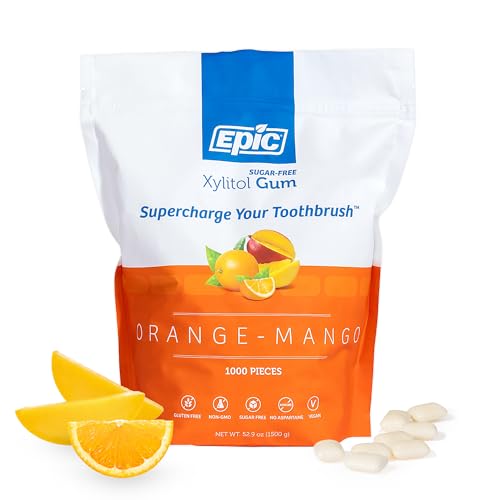 Epic 100  Xylitol Peppermint Chewing Gum   Sugar Free  Aspartame Free Dental Gum   Supports Oral Health & Fresh Breath   50 Pieces  Pack of 3 