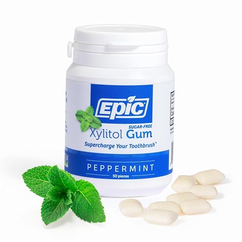 Epic 100  Xylitol Peppermint Chewing Gum   Sugar Free  Aspartame Free Dental Gum   Supports Oral Health & Fresh Breath   50 Pieces  Pack of 3 
