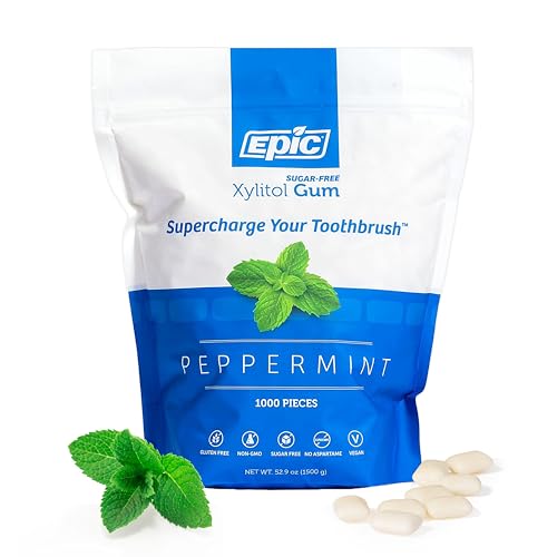 Epic 100  Xylitol Peppermint Chewing Gum   Sugar Free  Aspartame Free Dental Gum   Supports Oral Health & Fresh Breath   50 Pieces  Pack of 3 