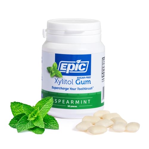 Epic 100  Xylitol Peppermint Chewing Gum   Sugar Free  Aspartame Free Dental Gum   Supports Oral Health & Fresh Breath   50 Pieces  Pack of 3 