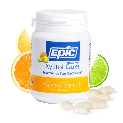 Epic 100  Xylitol Peppermint Chewing Gum   Sugar Free  Aspartame Free Dental Gum   Supports Oral Health & Fresh Breath   50 Pieces  Pack of 3 
