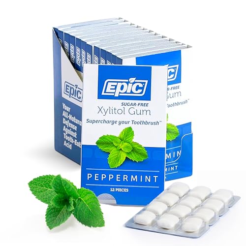Epic 100  Xylitol Peppermint Chewing Gum   Sugar Free  Aspartame Free Dental Gum   Supports Oral Health & Fresh Breath   50 Pieces  Pack of 3 