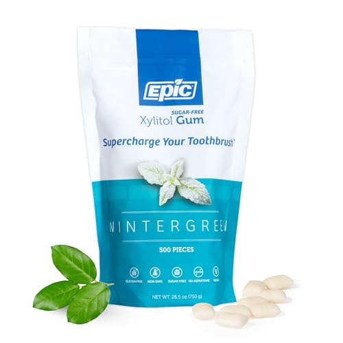 Epic 100  Xylitol Peppermint Chewing Gum   Sugar Free  Aspartame Free Dental Gum   Supports Oral Health & Fresh Breath   50 Pieces  Pack of 3 