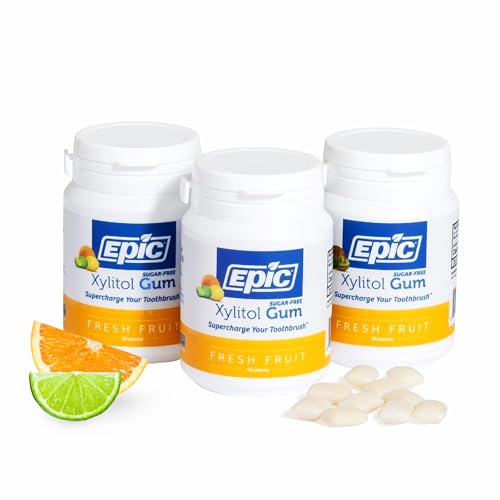 Epic 100  Xylitol Peppermint Chewing Gum   Sugar Free  Aspartame Free Dental Gum   Supports Oral Health & Fresh Breath   50 Pieces  Pack of 3 