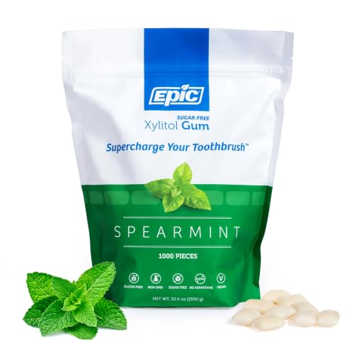 Epic 100  Xylitol Peppermint Chewing Gum   Sugar Free  Aspartame Free Dental Gum   Supports Oral Health & Fresh Breath   50 Pieces  Pack of 3 