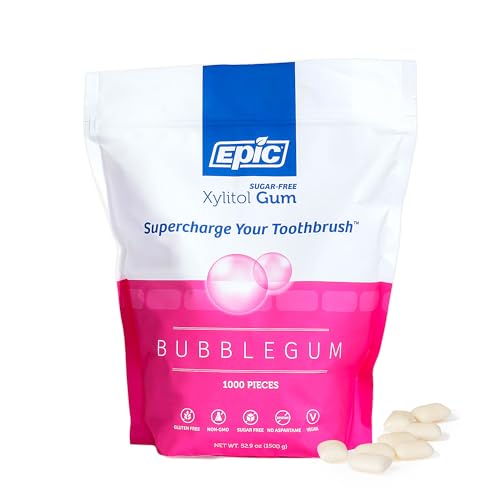 Epic 100  Xylitol Peppermint Chewing Gum   Sugar Free  Aspartame Free Dental Gum   Supports Oral Health & Fresh Breath   50 Pieces  Pack of 3 
