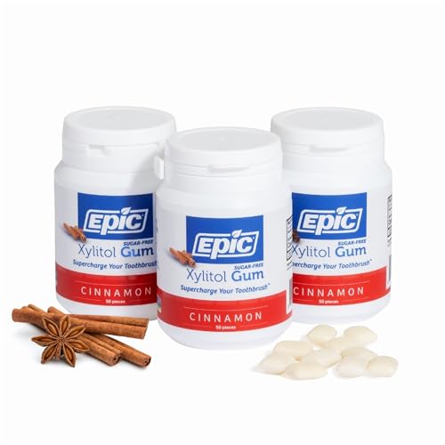Epic 100  Xylitol Peppermint Chewing Gum   Sugar Free  Aspartame Free Dental Gum   Supports Oral Health & Fresh Breath   50 Pieces  Pack of 3 