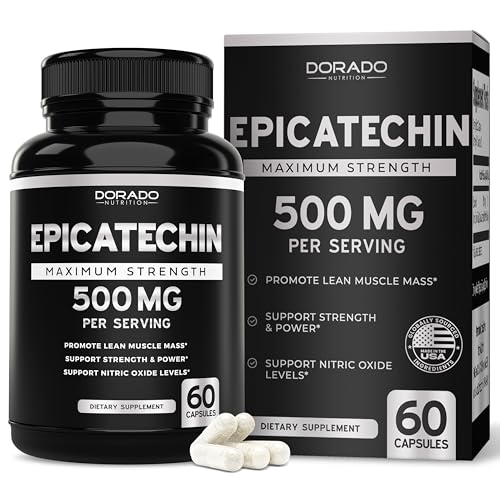 Epicatechin Extract 500mg Per Serving  60 Capsules  Myostatin Inhibitor  Myostatin Blocker for Lean Muscle  Nitric Oxide  Stamina & Endurance   Non GMO  Vegan Supplement & Third Party Tested