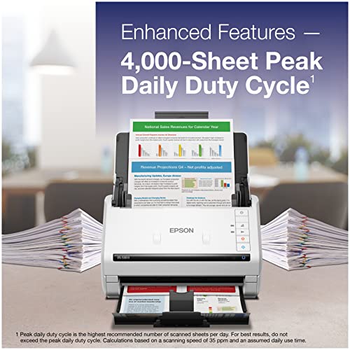Epson DS 530 II Color Duplex Document Scanner for PC and Mac with Sheet fed  Auto Document Feeder  ADF 