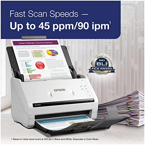 Epson DS 770 II Color Duplex Document Scanner for PC and Mac  with 100 page Auto Document Feeder  ADF   Twain and ISIS Drivers
