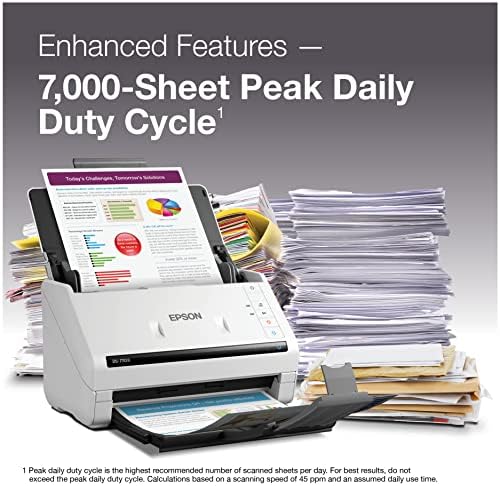 Epson DS 770 II Color Duplex Document Scanner for PC and Mac  with 100 page Auto Document Feeder  ADF   Twain and ISIS Drivers