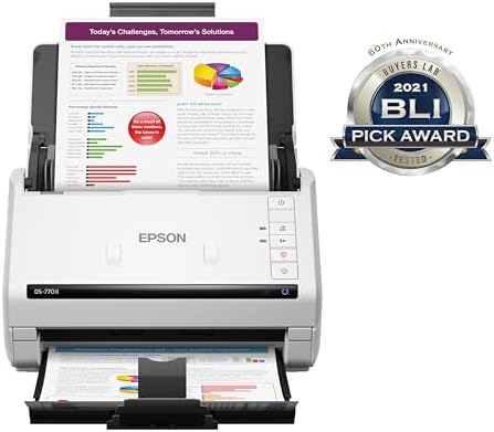 Epson DS 770 II Color Duplex Document Scanner for PC and Mac  with 100 page Auto Document Feeder  ADF   Twain and ISIS Drivers
