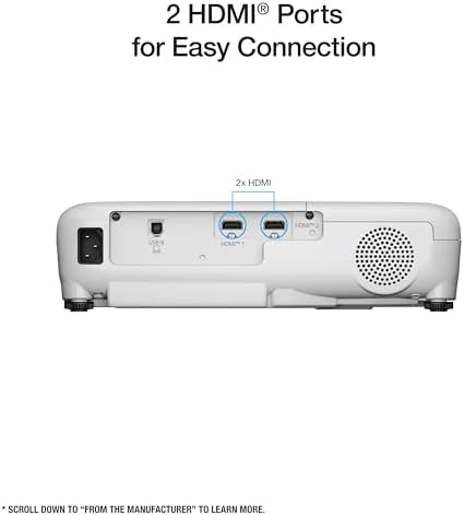 Epson EX3290 3 Chip 3LCD WXGA Projector 4000 lumens for both color and white brightness  2x HDMI  Built in Speaker