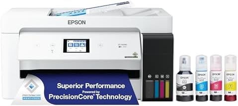 Epson EcoTank ET 15000 Wireless Color All in One Supertank Printer with Scanner  Copier  Fax  Ethernet and Printing up to 13 x 19 Inches  Renewed Premium  White