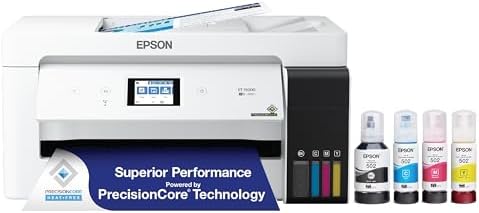 Epson EcoTank ET 15000 Wireless Color All in One Supertank Printer with Scanner  Copier  Fax  Ethernet and Printing up to 13 x 19 Inches  Renewed Premium  White