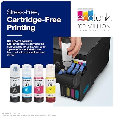 Epson EcoTank ET 2800 Wireless Color All in One Cartridge Free Supertank with Scan and Copy  The Ideal Basic Home Printer   Black