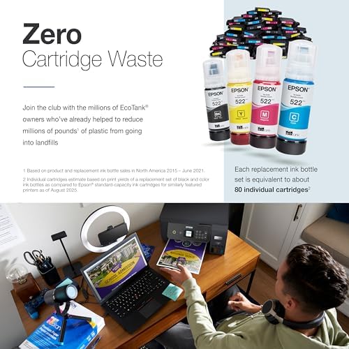 Epson EcoTank ET 2800 Wireless Color All in One Cartridge Free Supertank with Scan and Copy  The Ideal Basic Home Printer   Black