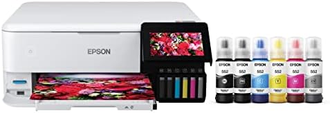 Epson EcoTank Photo ET 8500 Wireless Color All in One Supertank Printer with Scanner Copier  Ethernet and 4 3 inch Colorfull Touchscreen   White