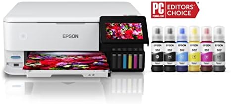 Epson EcoTank Photo ET 8500 Wireless Color All in One Supertank Printer with Scanner Copier  Ethernet and 4 3 inch Colorfull Touchscreen   White