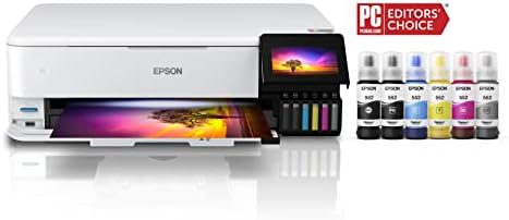Epson EcoTank Photo ET 8550 Wireless Wide Format Color All in One Supertank Printer with High Resolution Scanner  Ethernet  USB  and Color Touchscreen