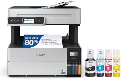 Epson EcoTank Pro ET 5170 Wireless Color All in One Supertank Printer with Scanner  Copier  Fax Plus Auto Document Feeder White Large