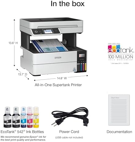 Epson EcoTank Pro ET 5170 Wireless Color All in One Supertank Printer with Scanner  Copier  Fax Plus Auto Document Feeder White Large