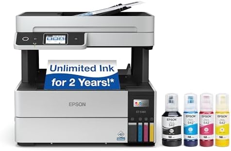 Epson EcoTank Pro ET 5170 Wireless Color All in One Supertank Printer with Scanner  Copier  Fax Plus Auto Document Feeder White Large
