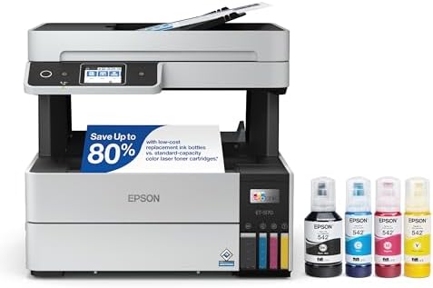 Epson EcoTank Pro ET 5170 Wireless Color All in One Supertank Printer with Scanner  Copier  Fax Plus Auto Document Feeder White Large