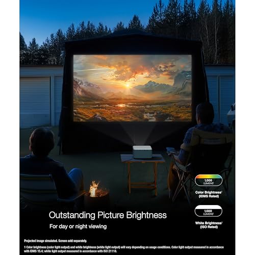 Epson EpiqVision Mini EF21 Portable Smart Laser Projector  Bright 1 000 Lumens  FHD 1080p HDR  3 Chip 3LCD  Google TV  Netflix  Stereo Speakers  Family Party/Outdoor Backyard/Home Theater   White
