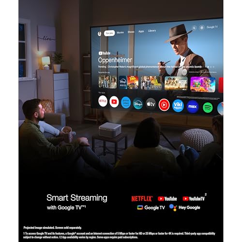 Epson EpiqVision Mini EF21 Portable Smart Laser Projector  Bright 1 000 Lumens  FHD 1080p HDR  3 Chip 3LCD  Google TV  Netflix  Stereo Speakers  Family Party/Outdoor Backyard/Home Theater   White
