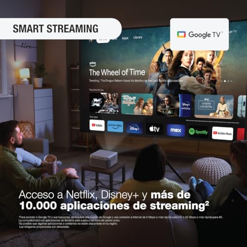 Epson EpiqVision Mini EF21 Portable Smart Laser Projector  Bright 1 000 Lumens  FHD 1080p HDR  3 Chip 3LCD  Google TV  Netflix  Stereo Speakers  Family Party/Outdoor Backyard/Home Theater   White