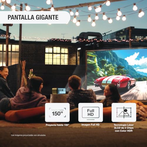 Epson EpiqVision Mini EF21 Portable Smart Laser Projector  Bright 1 000 Lumens  FHD 1080p HDR  3 Chip 3LCD  Google TV  Netflix  Stereo Speakers  Family Party/Outdoor Backyard/Home Theater   White