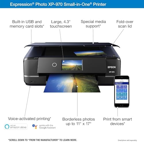 Epson Expression Photo XP 970 Wireless Color Photo Printer with Scanner and Copier  Black