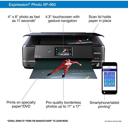 Epson Expression Photo XP 970 Wireless Color Photo Printer with Scanner and Copier  Black