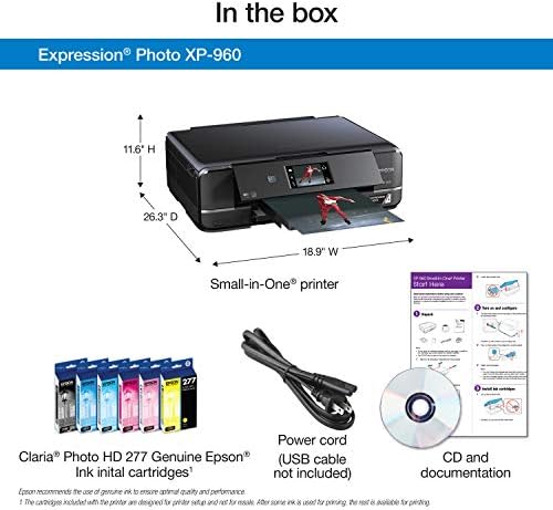 Epson Expression Photo XP 970 Wireless Color Photo Printer with Scanner and Copier  Black