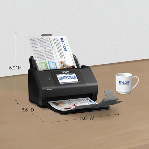 Epson Workforce ES 580W Wireless Color Duplex Desktop Document Scanner for PC and Mac with 100 sheet Auto Document Feeder  ADF  and Intuitive 4 3 Touchscreen