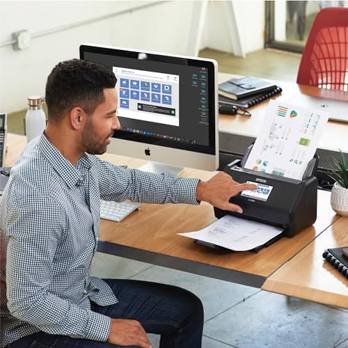 Epson Workforce ES 580W Wireless Color Duplex Desktop Document Scanner for PC and Mac with 100 sheet Auto Document Feeder  ADF  and Intuitive 4 3 Touchscreen