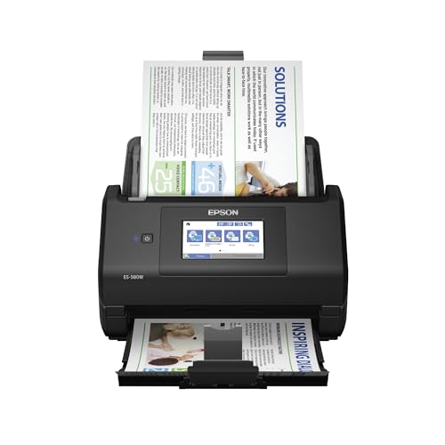 Epson Workforce ES 580W Wireless Color Duplex Desktop Document Scanner for PC and Mac with 100 sheet Auto Document Feeder  ADF  and Intuitive 4 3 Touchscreen