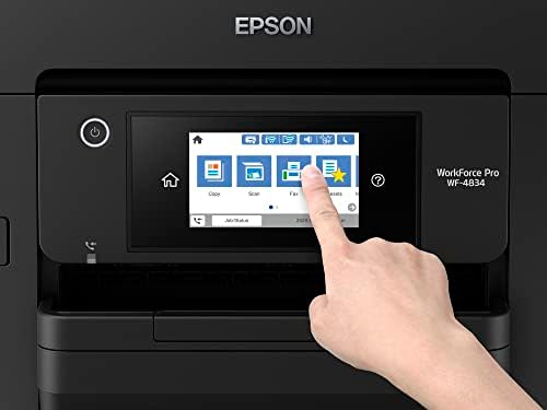 Epson Workforce Pro WF 4834 Wireless All in One Printer with Auto 2 Sided Print Copy  Scan and Fax  50 Page ADF  500 sheet Paper Capacity  4 3 Color Touchscreen