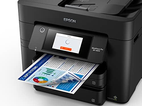 Epson Workforce Pro WF 4834 Wireless All in One Printer with Auto 2 Sided Print Copy  Scan and Fax  50 Page ADF  500 sheet Paper Capacity  4 3 Color Touchscreen
