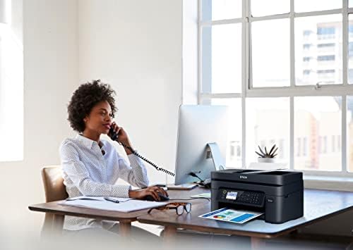 Epson Workforce WF 2930 Wireless All in One Printer with Scan  Copy  Fax  Auto Document Feeder  Automatic 2 Sided Printing and 1 4 Color Display Black