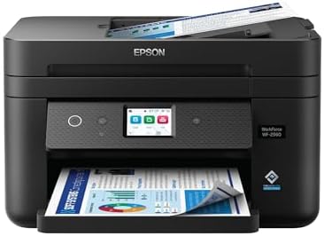 Epson Workforce WF 2930 Wireless All in One Printer with Scan  Copy  Fax  Auto Document Feeder  Automatic 2 Sided Printing and 1 4 Color Display Black