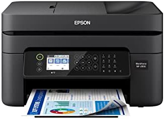 Epson Workforce WF 2930 Wireless All in One Printer with Scan  Copy  Fax  Auto Document Feeder  Automatic 2 Sided Printing and 1 4 Color Display Black