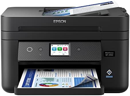 Epson Workforce WF 2930 Wireless All in One Printer with Scan  Copy  Fax  Auto Document Feeder  Automatic 2 Sided Printing and 1 4 Color Display Black