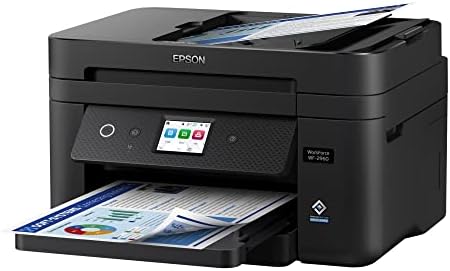 Epson Workforce WF 2930 Wireless All in One Printer with Scan  Copy  Fax  Auto Document Feeder  Automatic 2 Sided Printing and 1 4 Color Display Black